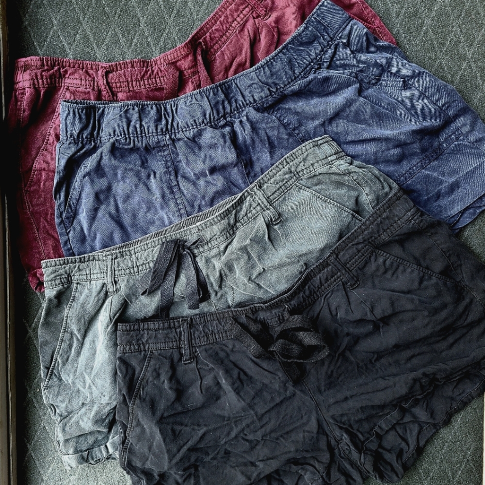 Lot of 4 Cuffed Shortie Soft Shorts w/ Drawstring Tie